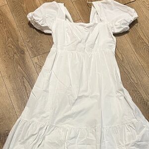 White Maxi Dress lined side zipper